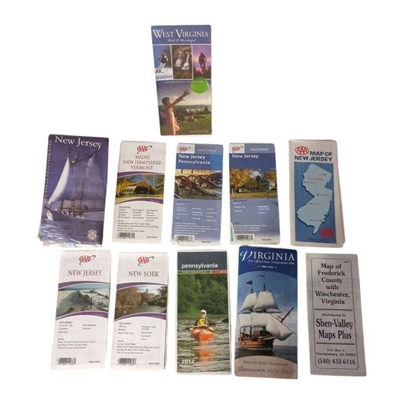 11 Mid Atlantic States US Road Maps Folding Early 2000s Virginia West Virginia - Picture 1 of 14